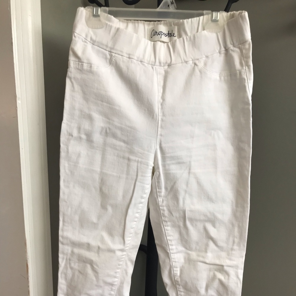Two aeropostale leggings, one pink, one white used